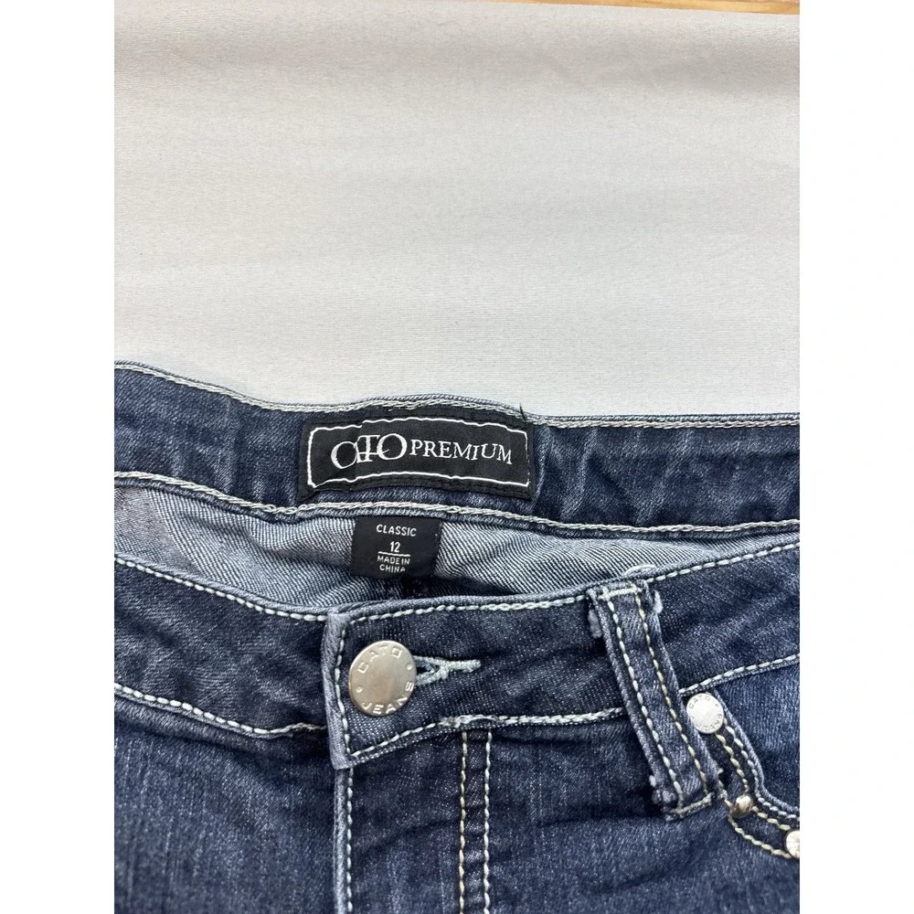 CATO PREMIUM Womens Jeans 12 Blue Denim Bootcut Embellished Rhinestone Western